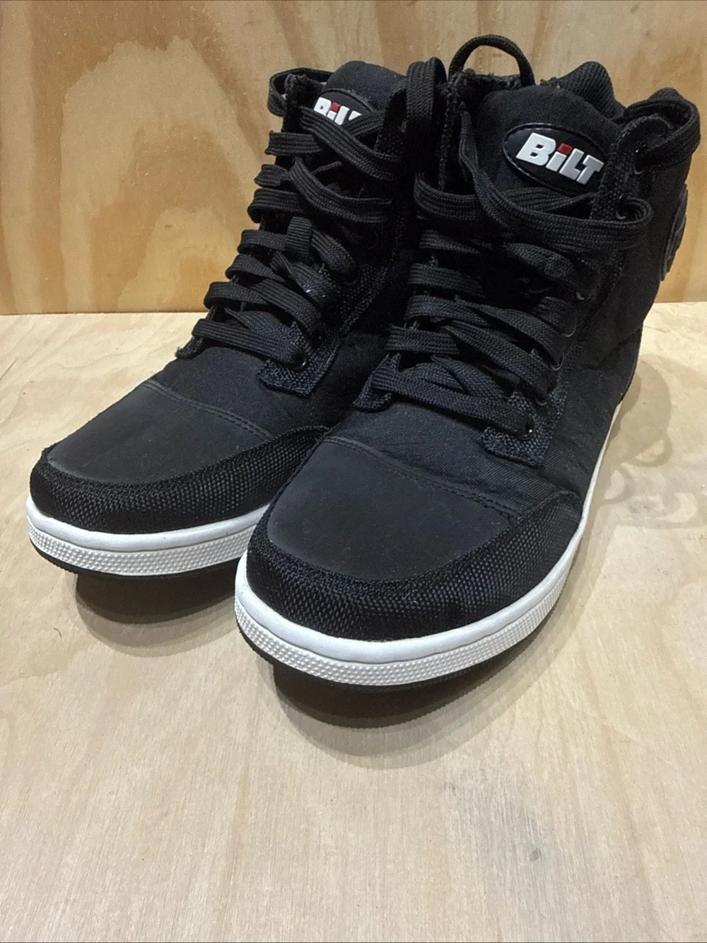 BILT Motorcycle Sneaker Shoes High Top Black Size 8 casual zipper reflective